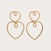 Clearance Vanina Double Heart Of Gold Earrings