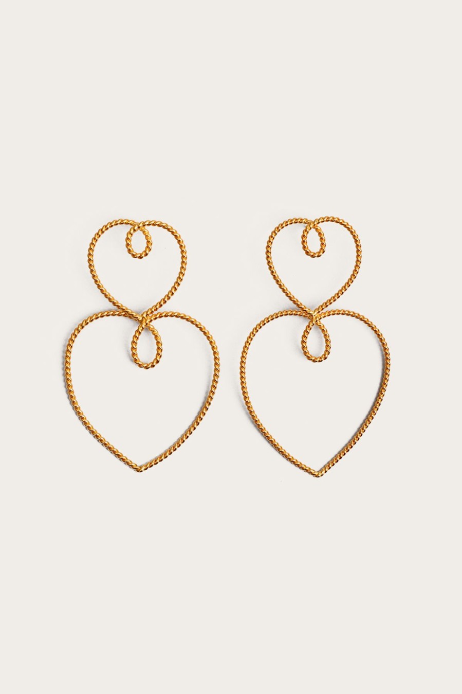 Clearance Vanina Double Heart Of Gold Earrings